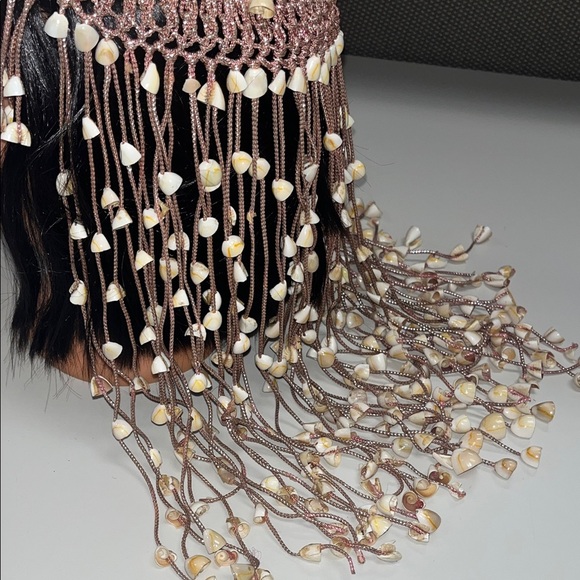 Source Unknown Shelled Boho Hair Accessory w/ metallic pink cording main image 7
